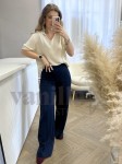 SPODNIE MATERIAŁOWE WIDE LEG Z PIONOWYM PRZESZYCIEM GRANAT