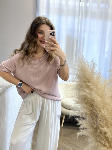 SWETER BAWEŁNIANY CLASSIC BRUDNY RÓŻ