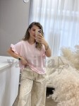 T-SHIRT BAWEŁNIANY Z FALBANKĄ NA RĘKAWIE CUKIEREK
