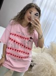 T-SHIRT BAWEŁNIANY OVERSIZE JAMNIK RÓŻ