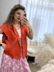 KAMIZELKA JEANSOWA  BEZ ZAPINANIA KORAL