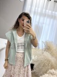KAMIZELKA JEANSOWA  BEZ ZAPINANIA MIĘTA