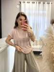BLUZKA WISKOZOWA Z KRÓTKIM RĘKAWEM BRUDNY RÓŻ