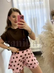 BLUZKA WISKOZOWA Z KRÓTKIM RĘKAWEM CZEKOLADA 