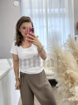 BAWEŁNIANA BLUZKA PRĄŻKOWANA DEKOLT KWADRAT BIAŁA