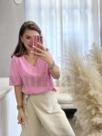 T-SHIRT BAWEŁNIANY DEKOLT V CUKIEREK