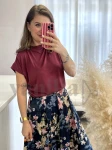 BLUZKA WISKOZOWA Z KRÓTKIM RĘKAWEM BORDO