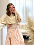 ELEGANCKA BLUZKA WISKOZOWA Z BUFIASTYM RĘKAWEM BEŻ