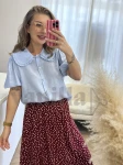 WISKOZOWA KOSZULA Z KOŁNIERZYKIEM BABYDOLL BŁĘKIT 
