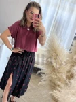 SPÓDNICA WISKOZOWA LUNA CZARNA W WIŚNIE