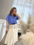BLUZKA ZE STRUKTURALNEJ TKANINY LILIOWY BŁĘKIT