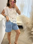 SPODENKI BERMUDY Z CIENKIEGO ELASTYCZNEGO JEANSU JASNY JEANS 