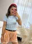 BAWEŁNIANA BLUZKA ZE ŚCIAGACZAMI PO BOKACH BŁĘKIT