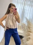TOP Z WIĄZANIEM NA SZYI W GROCHY CAPPUCCINO