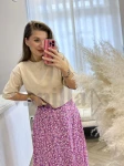 CROP TOP BAWEŁNIANY Z PODUSZKAMI BEŻ