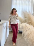 SPODNIE WISKOZOWE TYPU WIDE LEG Z TROCZKIEM BORDO