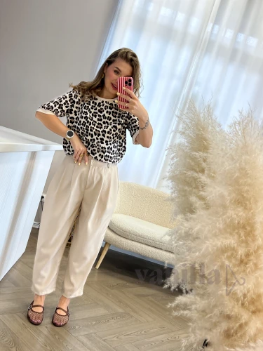 SPODNIE BALONY Z ELEGANCKIEJ TKANINY Z KIESZENIAMI BEŻ