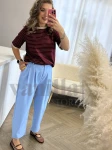 SPODNIE BALONY Z ELEGANCKIEJ TKANINY Z KIESZENIAMI BŁĘKIT