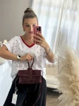 TOREBKA ZE SKÓRY NATURALNEJ  ZAMSZOWEJ BORDOWA PĘTELKA