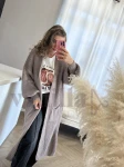 DŁUGI KARDIGAN Z LEKKO BUFIASTYM RĘKAWEM CAPPUCCINO