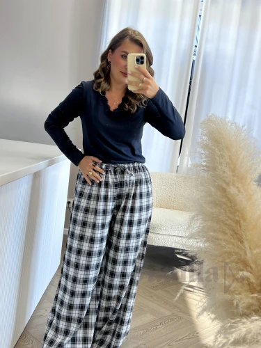 SPODNIE WIDE LEG W KRATKĘ GRAFIT