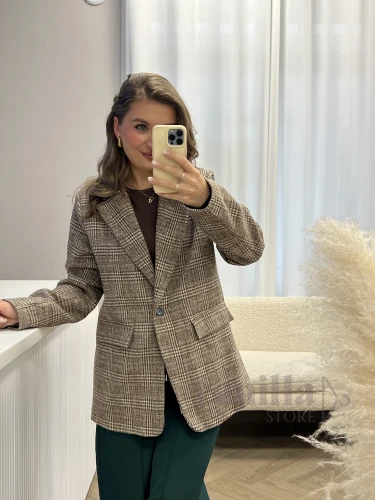 MARYNARKA OVERSIZE W KRATKĘ BEŻ