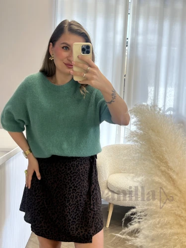 SWETER BABY ALPAKA Z KRÓTKIM RĘKAWEM SZAŁWIA