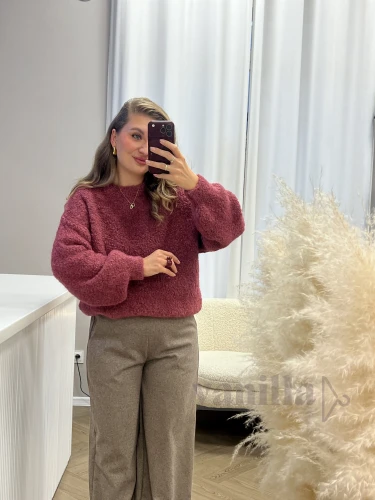 SWETER BUKLA Z DODATKIEM KID-MOHERU WRZOS