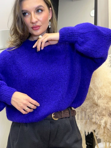 SWETER MARGOT Z BUFIASTYM RĘKAWEM AMETYST