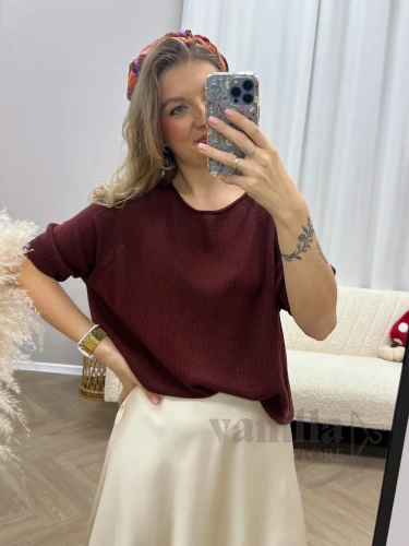 SWETER BAWEŁNIANY CLASSIC BORDO