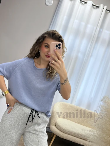 SWETER BAWEŁNIANY CLASSIC LILIOWY BŁĘKIT