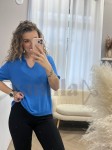 SWETER BAWEŁNIANY POLO JAGODOWY BłĘKIT