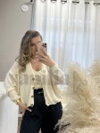 BAWEŁNIANY KARDIGAN ESSENTIAL Z DREWNIANYM GUZIKIEM ŚMIETANA